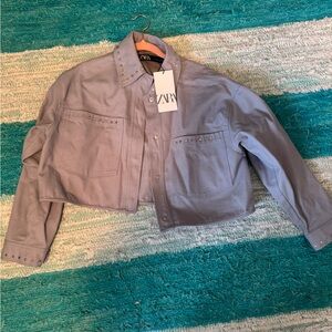 Zara Light Gray Studded Jacket